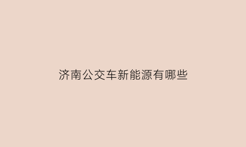 济南公交车新能源有哪些