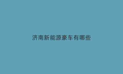 济南新能源豪车有哪些