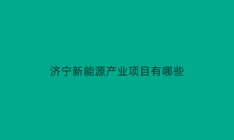 济宁新能源产业项目有哪些(济宁市新能源产业发展规划)