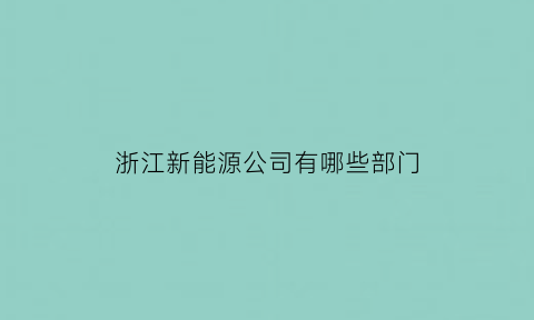 浙江新能源公司有哪些部门