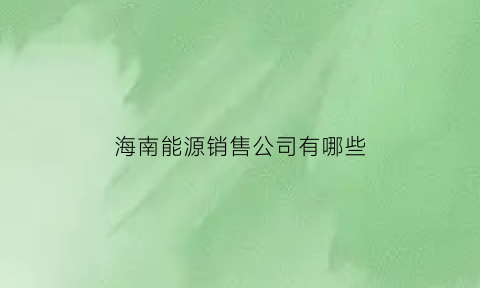 海南能源销售公司有哪些