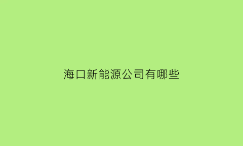 海口新能源公司有哪些