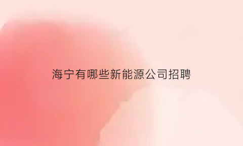 海宁有哪些新能源公司招聘(海宁有哪些新能源公司招聘的)