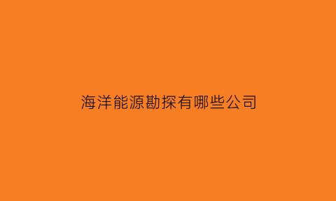 海洋能源勘探有哪些公司