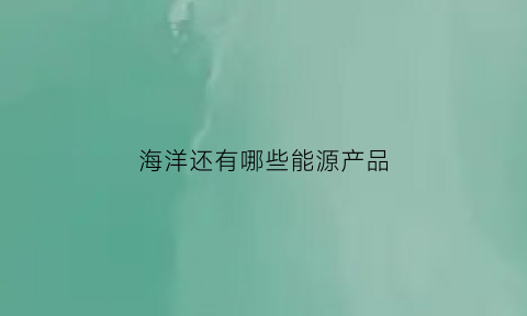 海洋还有哪些能源产品