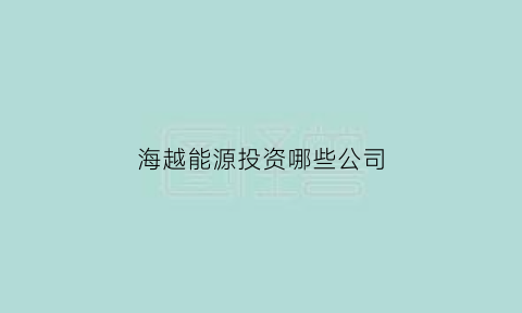 海越能源投资哪些公司