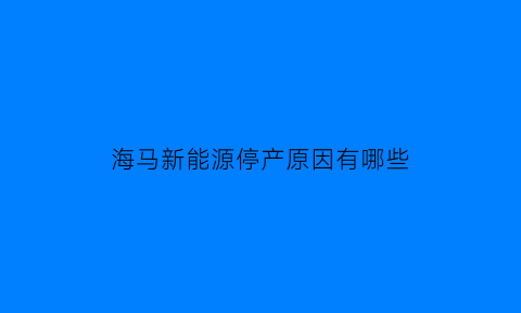 海马新能源停产原因有哪些