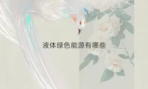 液体绿色能源有哪些