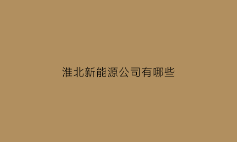 淮北新能源公司有哪些