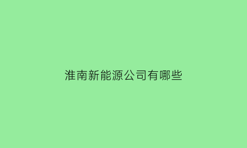 淮南新能源公司有哪些