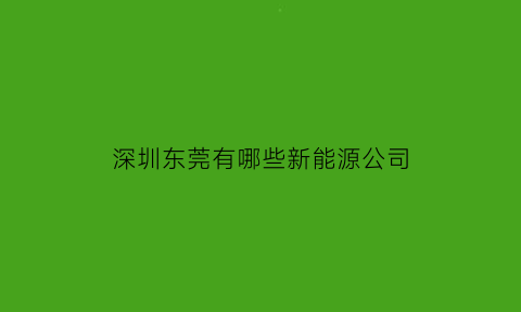 深圳东莞有哪些新能源公司