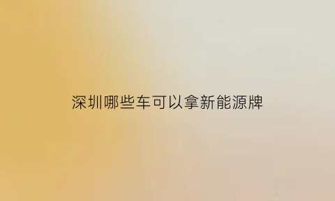 深圳哪些车可以拿新能源牌