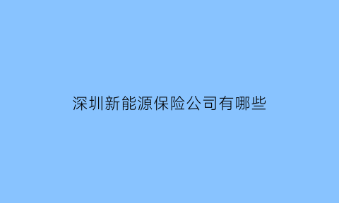 深圳新能源保险公司有哪些