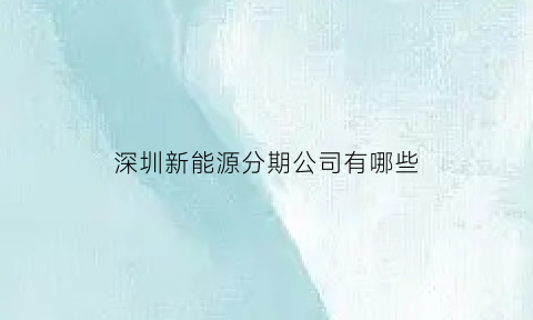 深圳新能源分期公司有哪些