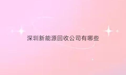 深圳新能源回收公司有哪些