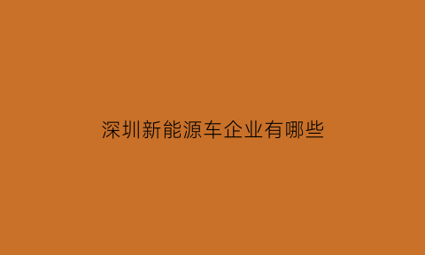 深圳新能源车企业有哪些(深圳新能源汽车销售公司)