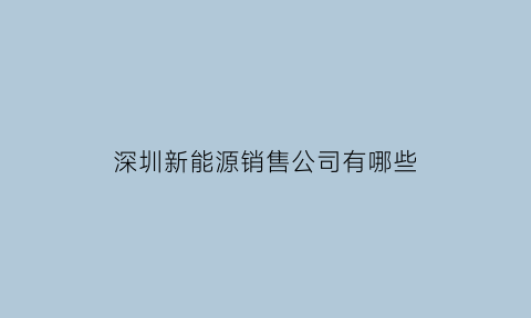 深圳新能源销售公司有哪些