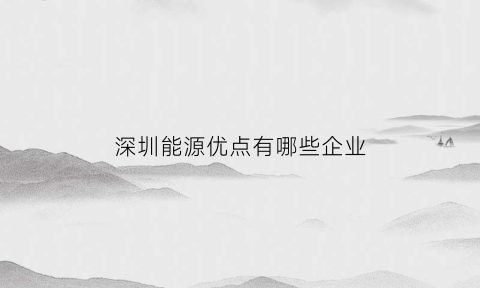 深圳能源优点有哪些企业