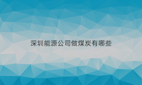 深圳能源公司做煤炭有哪些