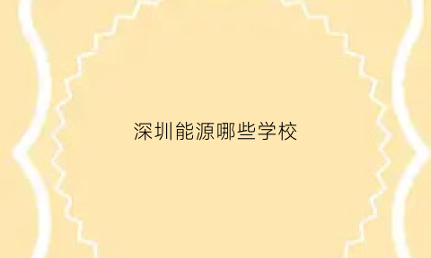 深圳能源哪些学校