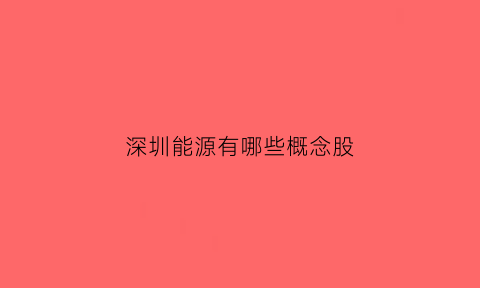 深圳能源有哪些概念股