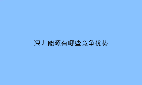 深圳能源有哪些竞争优势