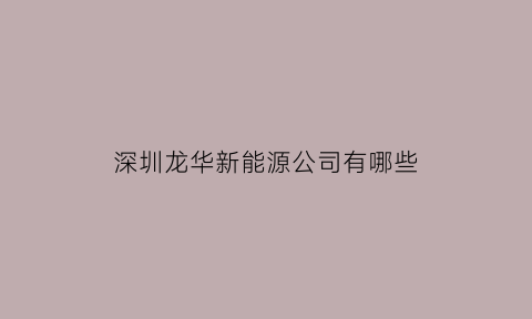 深圳龙华新能源公司有哪些(深圳龙华新能源公司有哪些企业)