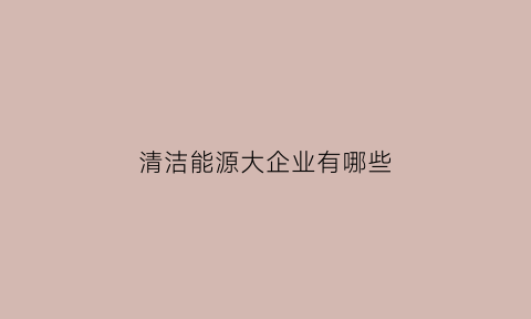 清洁能源大企业有哪些(清洁能源企业排行榜)