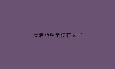 清洁能源学校有哪些