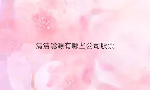 清洁能源有哪些公司股票