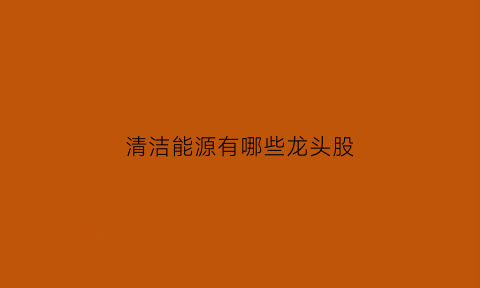 清洁能源有哪些龙头股(清洁能源龙头上市公司)