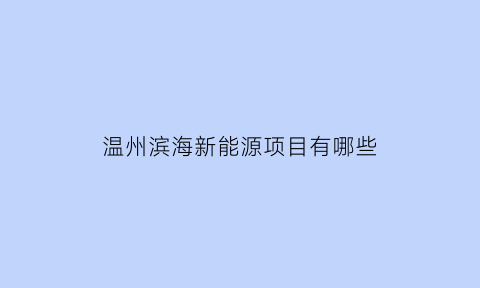 温州滨海新能源项目有哪些