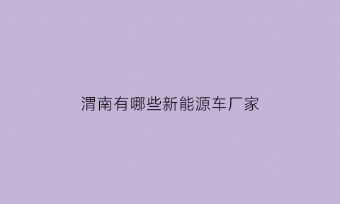 渭南有哪些新能源车厂家