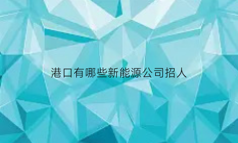 港口有哪些新能源公司招人(新港分布式能源招聘)