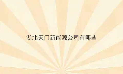 湖北天门新能源公司有哪些