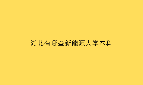 湖北有哪些新能源大学本科