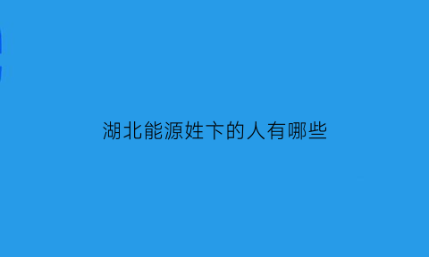 湖北能源姓卞的人有哪些(湖北能源集团现任董事长)