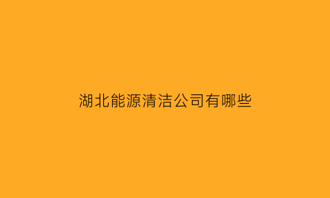 湖北能源清洁公司有哪些