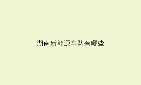 湖南新能源车队有哪些(湖南新能源车企)