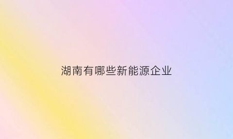 湖南有哪些新能源企业