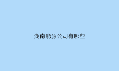 湖南能源公司有哪些