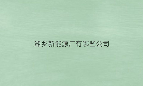 湘乡新能源厂有哪些公司