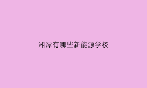 湘潭有哪些新能源学校