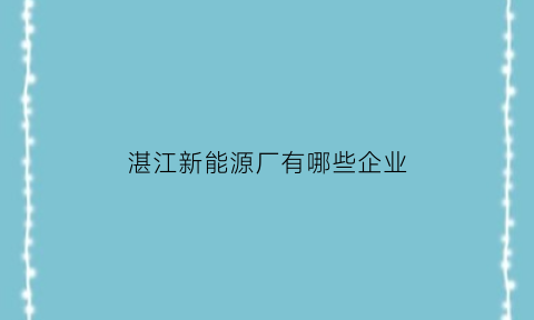 湛江新能源厂有哪些企业