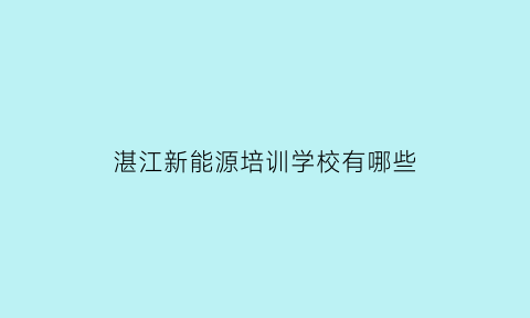 湛江新能源培训学校有哪些