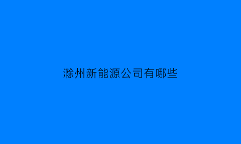 滁州新能源公司有哪些