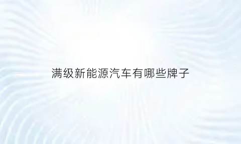 满级新能源汽车有哪些牌子