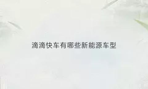 滴滴快车有哪些新能源车型