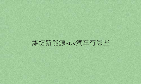 潍坊新能源suv汽车有哪些