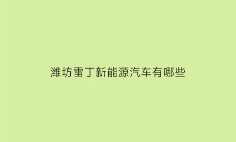 潍坊雷丁新能源汽车有哪些(山东潍坊雷丁电动汽车制造厂电话号码)